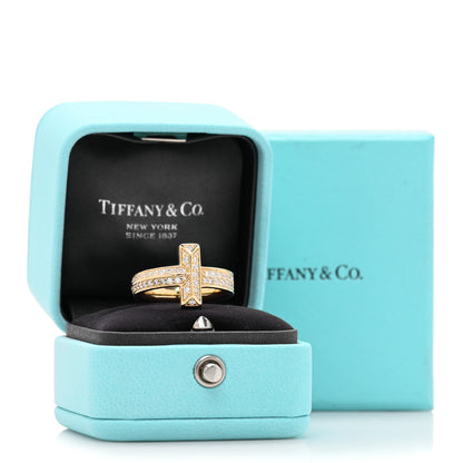 Tiffany 18K Yellow Gold Diamond T T1 Wide Ring 52 6 5 of 5