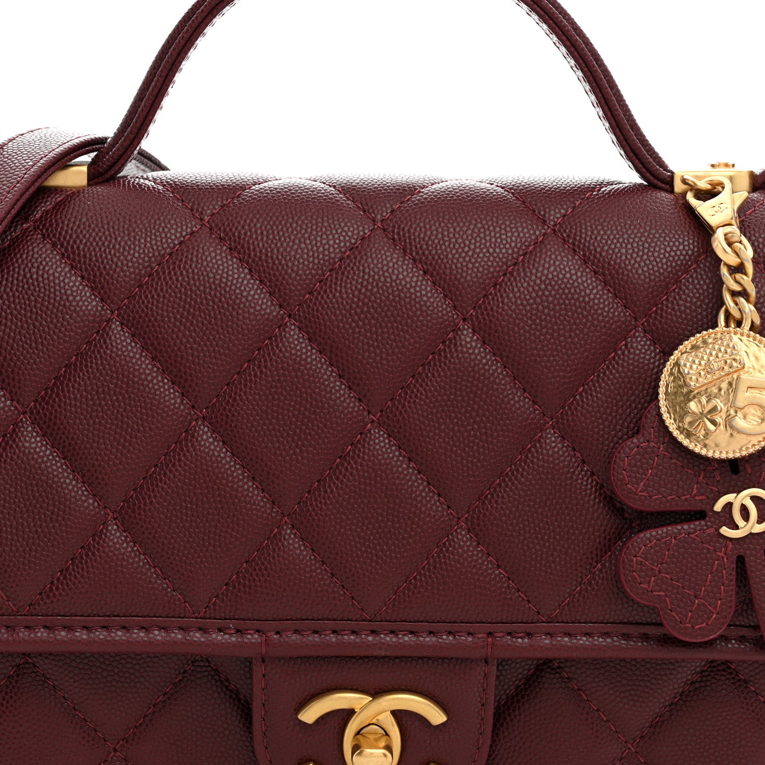 Chanel Caviar Quilted School Memory Top Handle Flap Burgundy 8 of 10