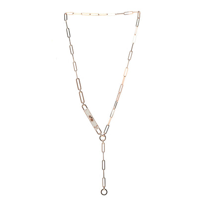 Hermes 18K Rose Gold Diamond Pave PM Kelly Chaine Lariat Necklace ST 3 of 6