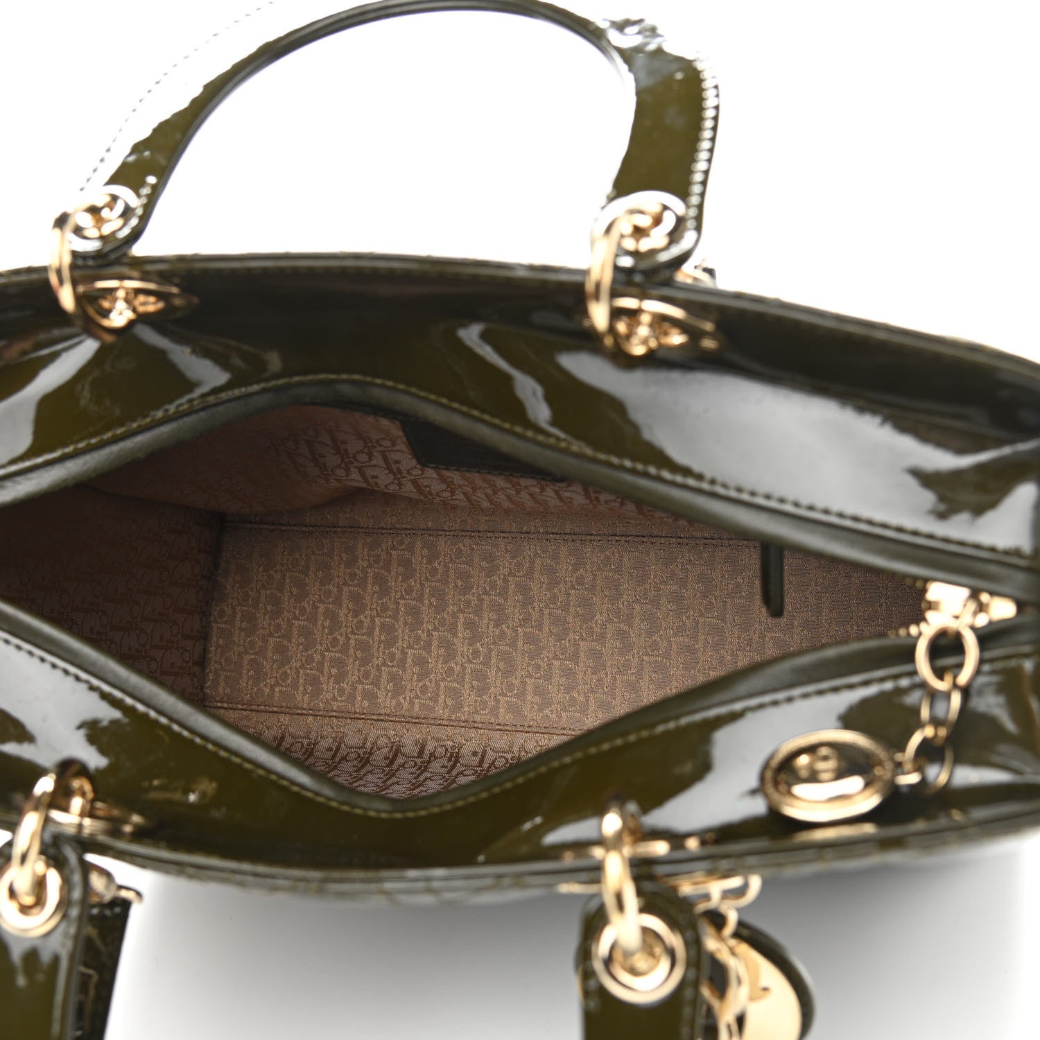 Christian Dior Patent Cannage Large Lady Dior Olive 4 of 9