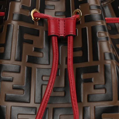 Fendi Vitello Grace F is Fendi Bi-Color FF 1974 Embossed Grande Mon Tresor Bucket Bag Maya Black Fragola 6 of 10