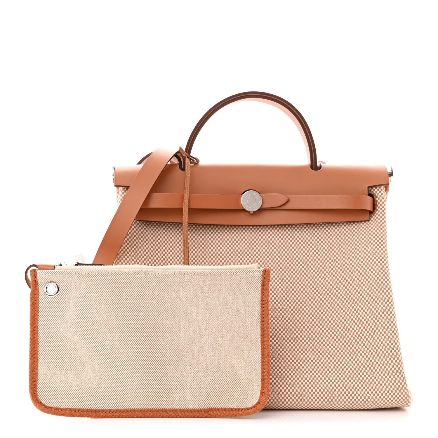 Hermes Vache Hunter Criss Viking Herbag Zip Retourne 31 PM Ecru Beige Naturel 3 of 13