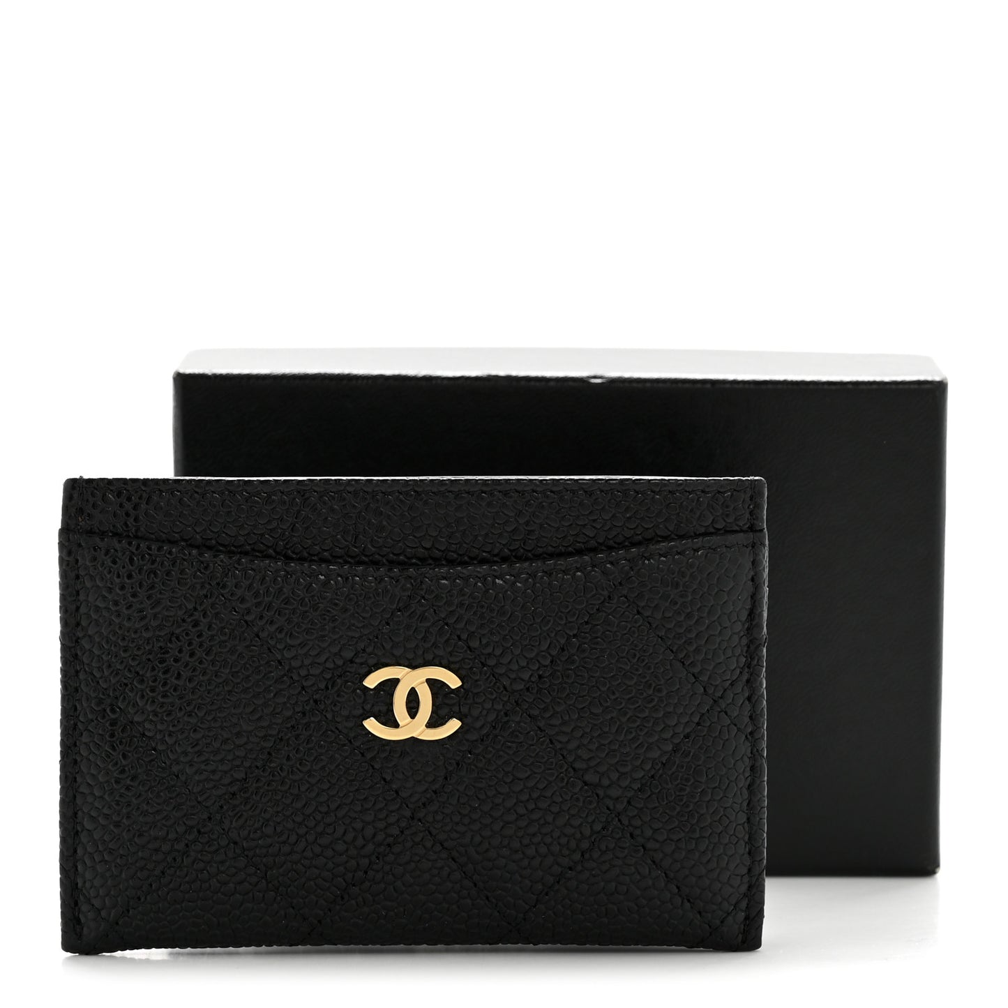 Caviar Quilted Card Holder Black