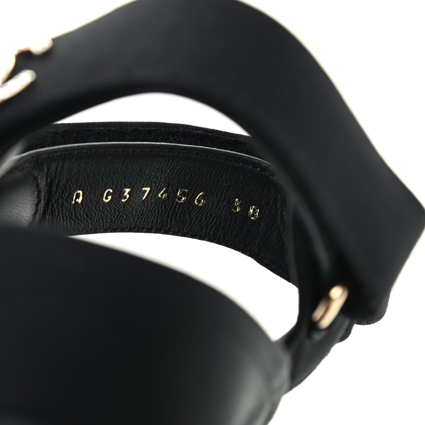 Grosgrain Crystal Logo Platform Sandals 38 Black