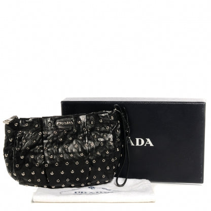 Prada Nappa Grommets Clutch Wristlet Nero Black 7 of 20