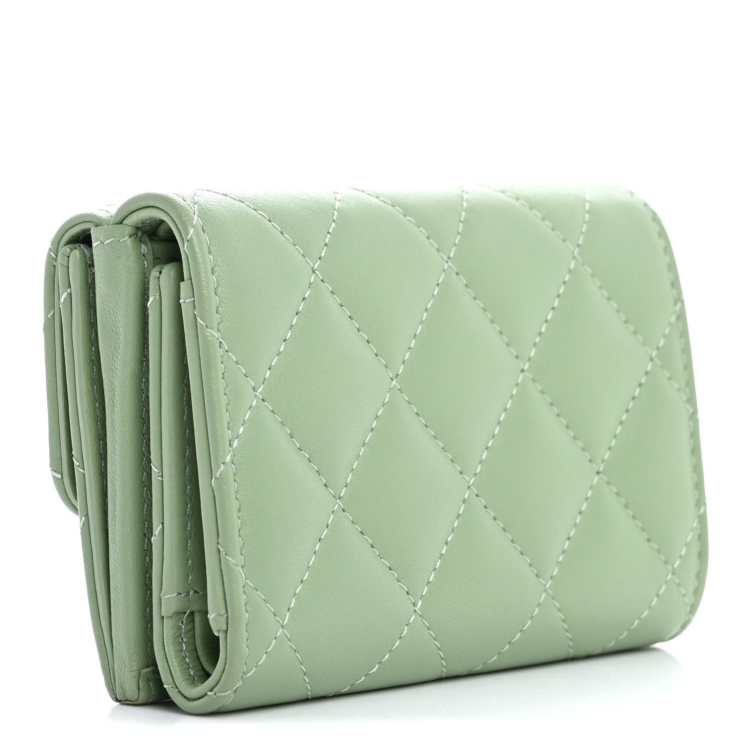 Chanel Caviar Quilted Crystal Star Wallet White Green 3 of 8