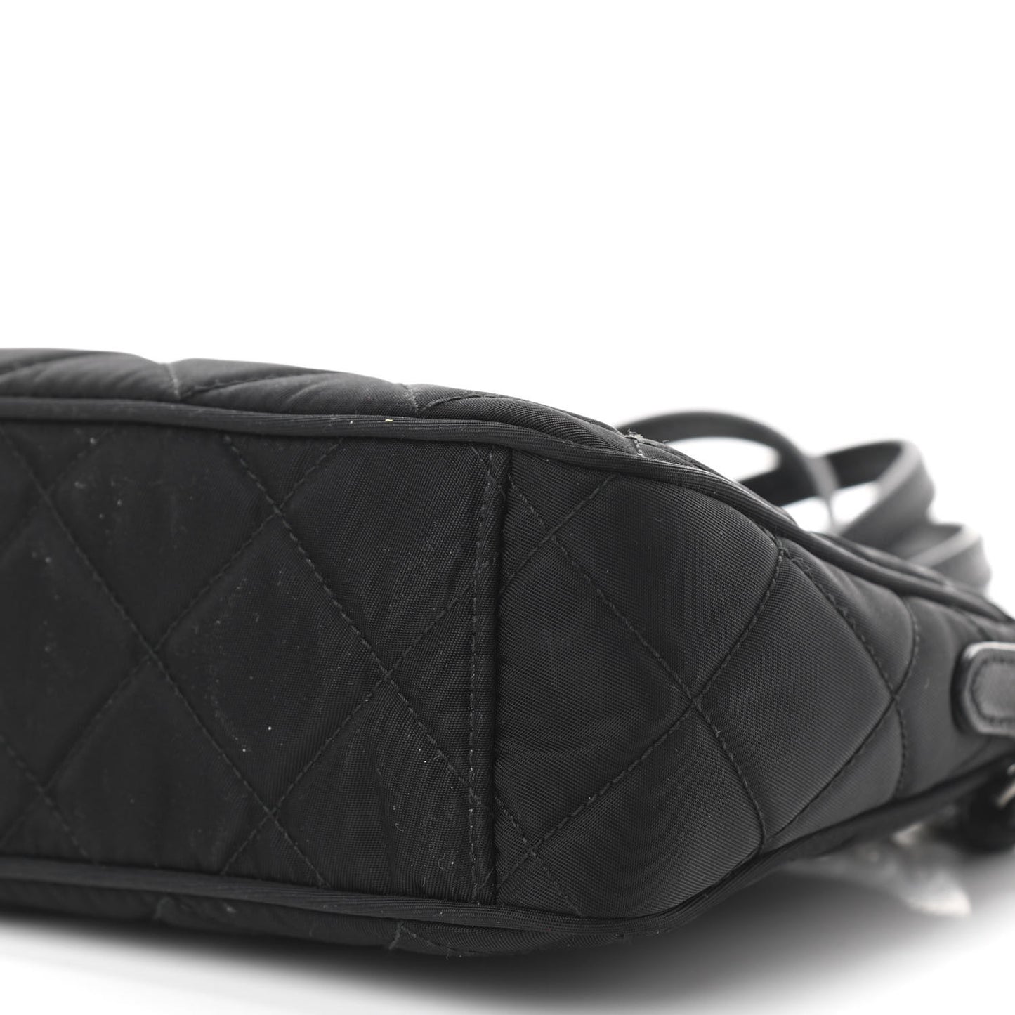 Nylon Tessuto Impuntu Quilted Crossbody Bag Black