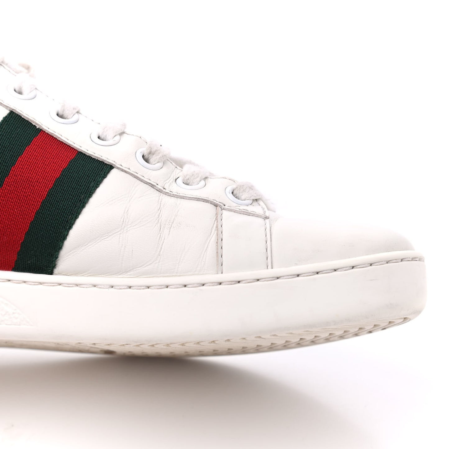 Calfskin Web Pearl Studded Womens Ace Sneakers 36.5 White