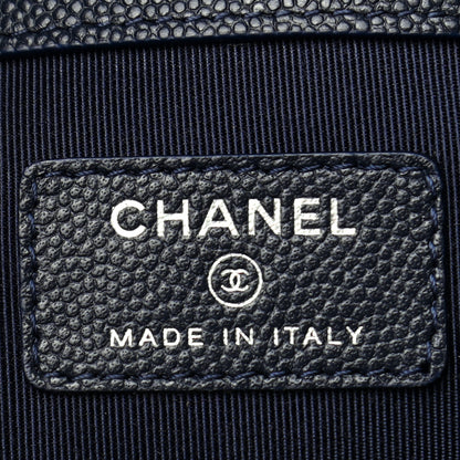 Chanel Caviar Quilted Large Cosmetic Case Navy 6 of 8