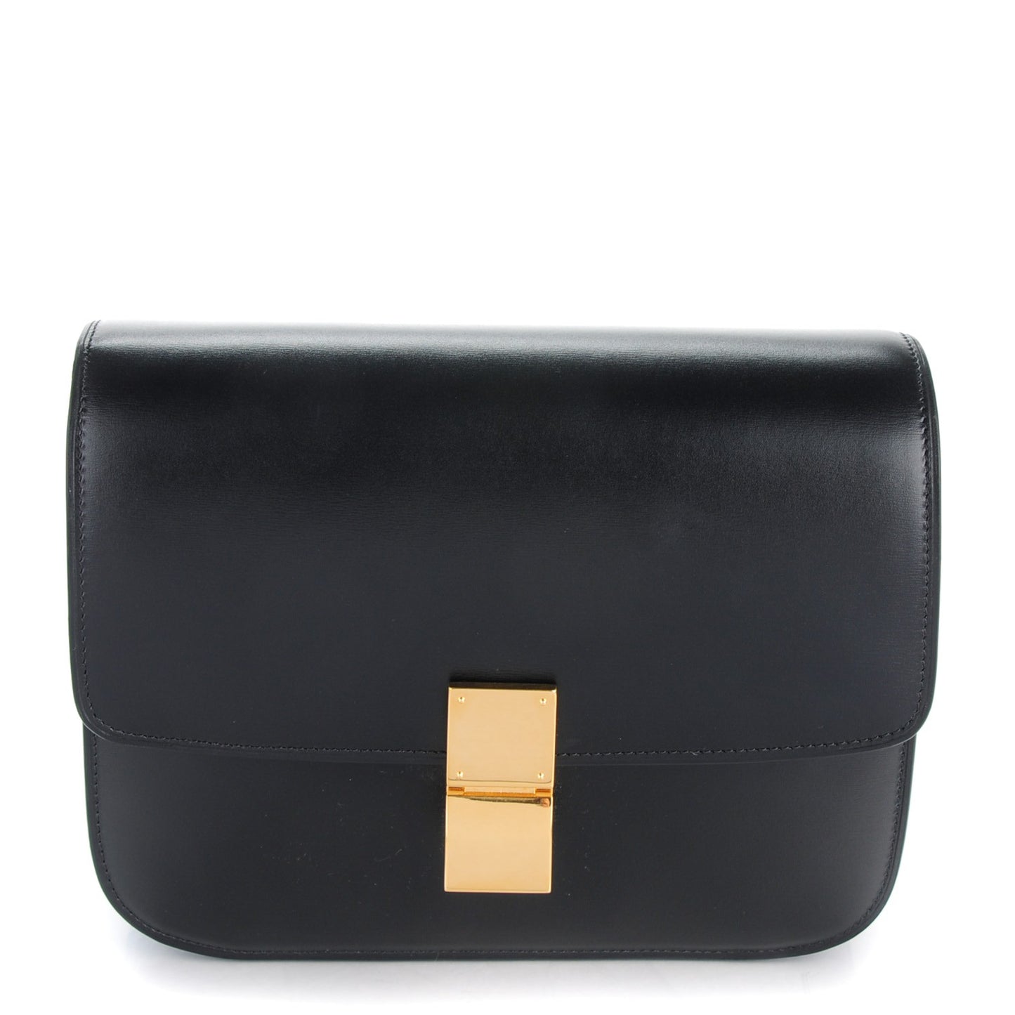 Box Calfskin Medium Classic Box Flap Bag Black