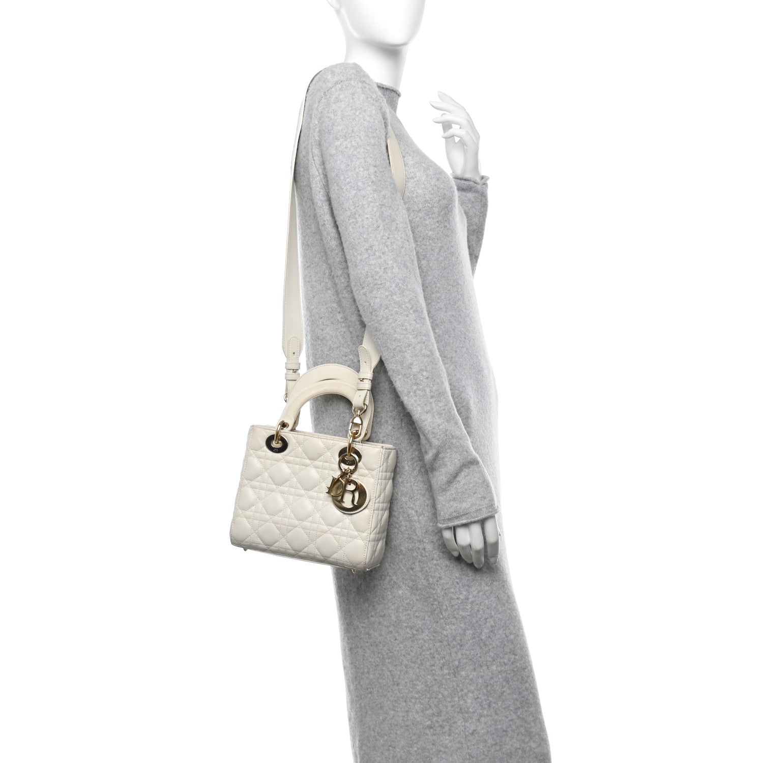 Christian Dior Lambskin Cannage Small My ABCDior Lady Dior White 3 of 17