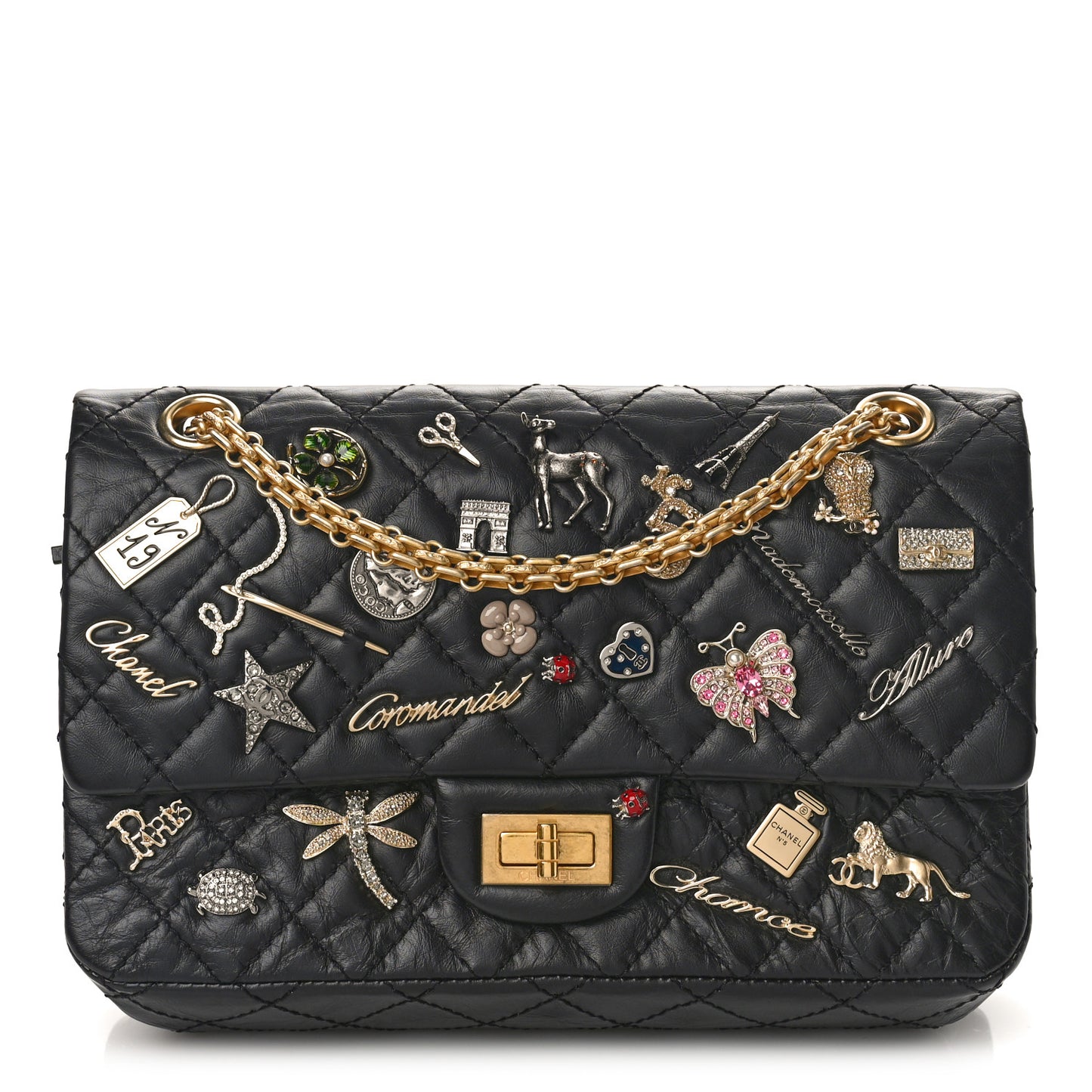 Aged Calfskin Lucky Charms 2.55 Reissue 225 Flap Black