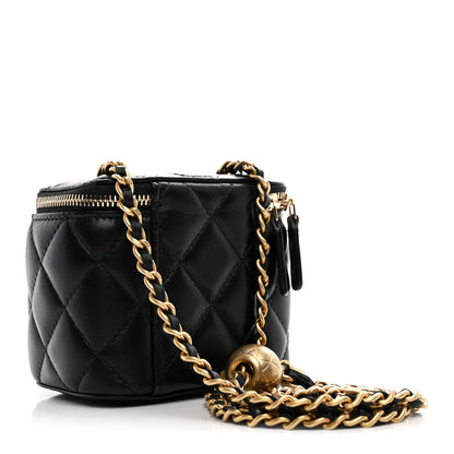 Chanel Lambskin Quilted Mini Pearl Crush Vanity Case With Chain Black 3 of 10