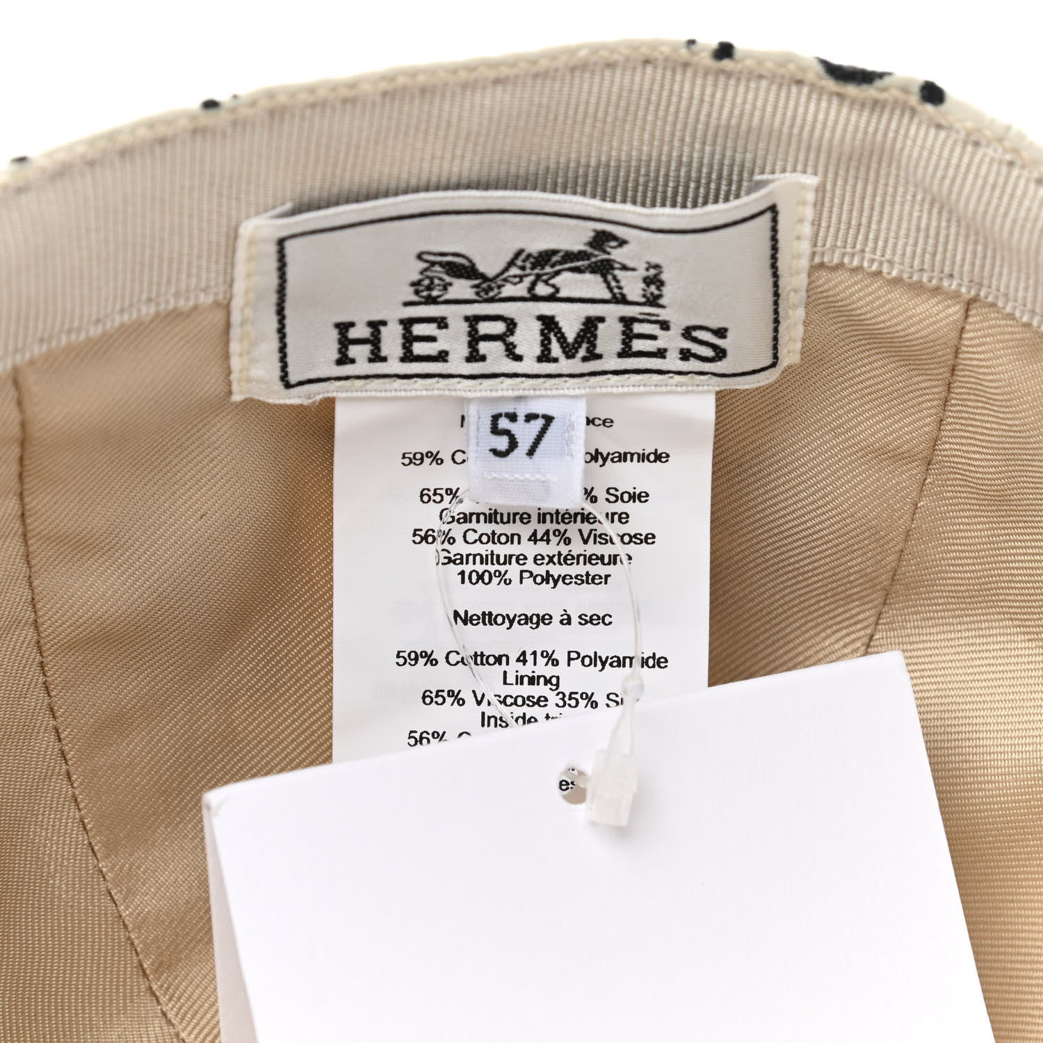 Hermes Technical Gabardine Serena Bandana Cap 57 Ecume 8 of 8