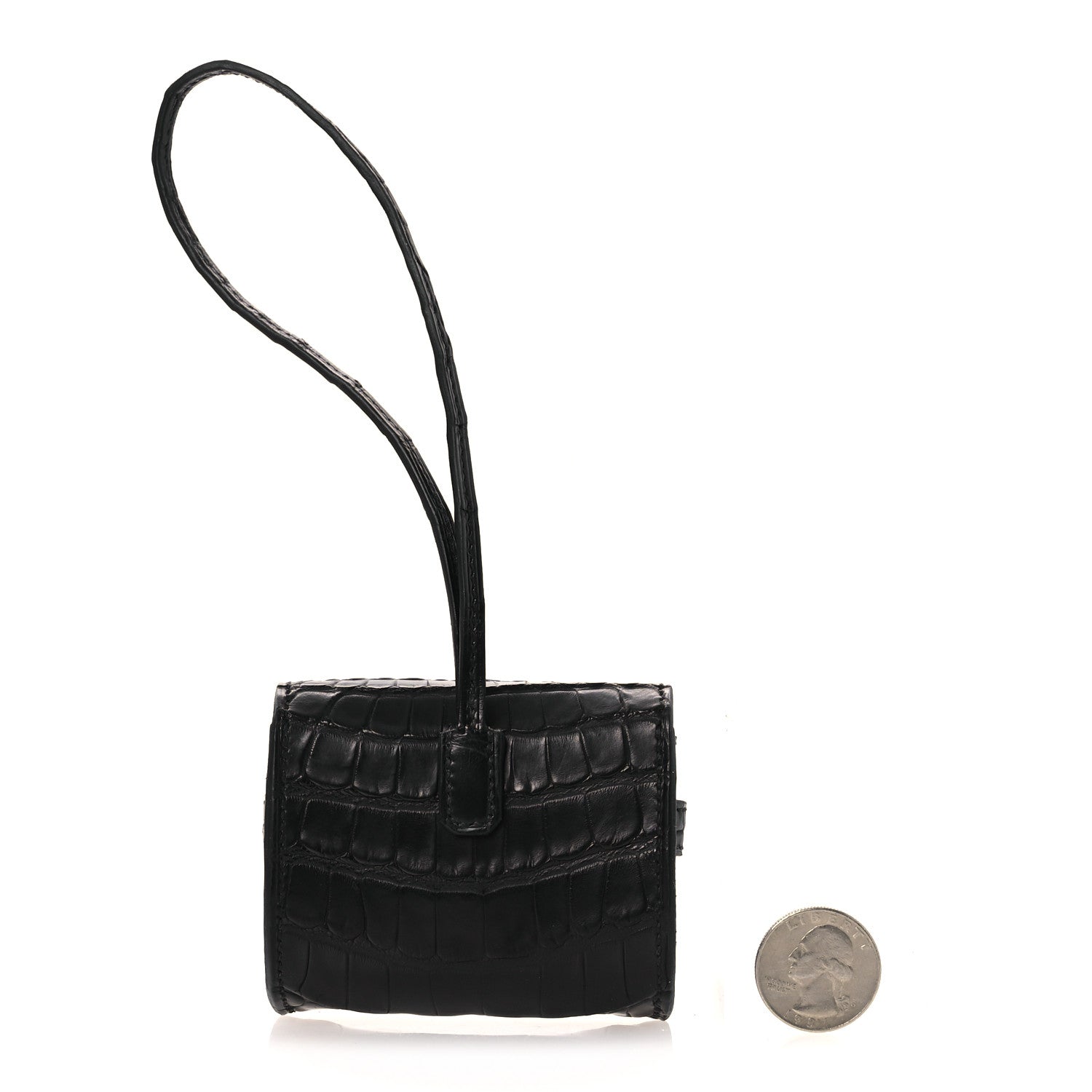 Hermes Matte Alligator Festival Kelly Bag Charm Black 2 of 8