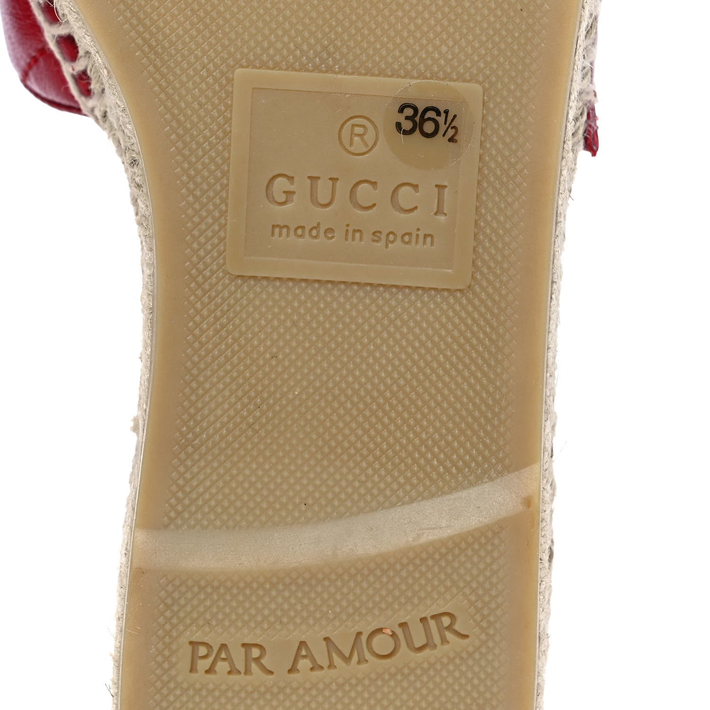 Nappa Matelasse GG Marmont Espadrille Slide Sandals 36.5 Hibiscus Red