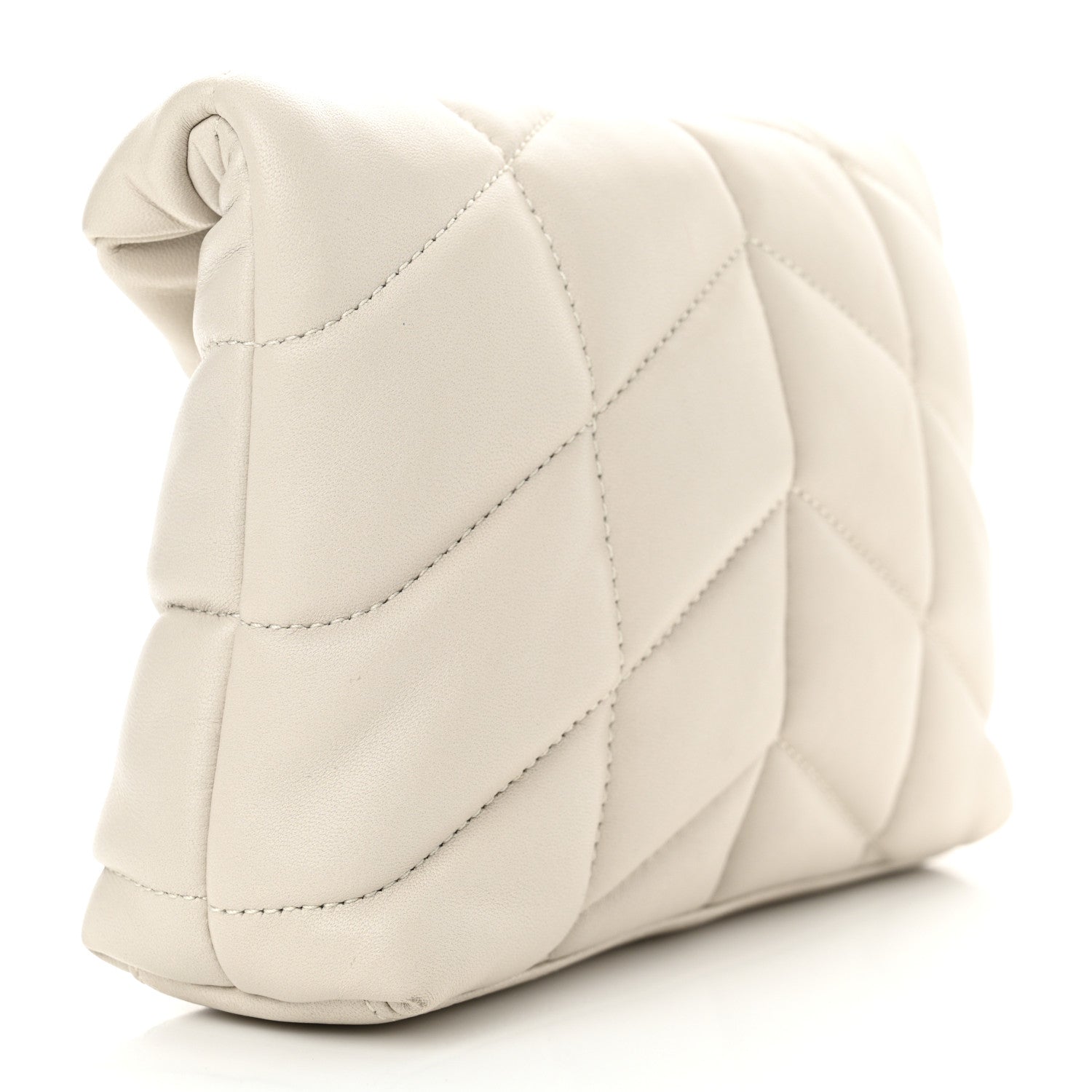 Saint Laurent Lambskin Monogram Loulou Puffer Pouch Clutch Crema Soft 4 of 8