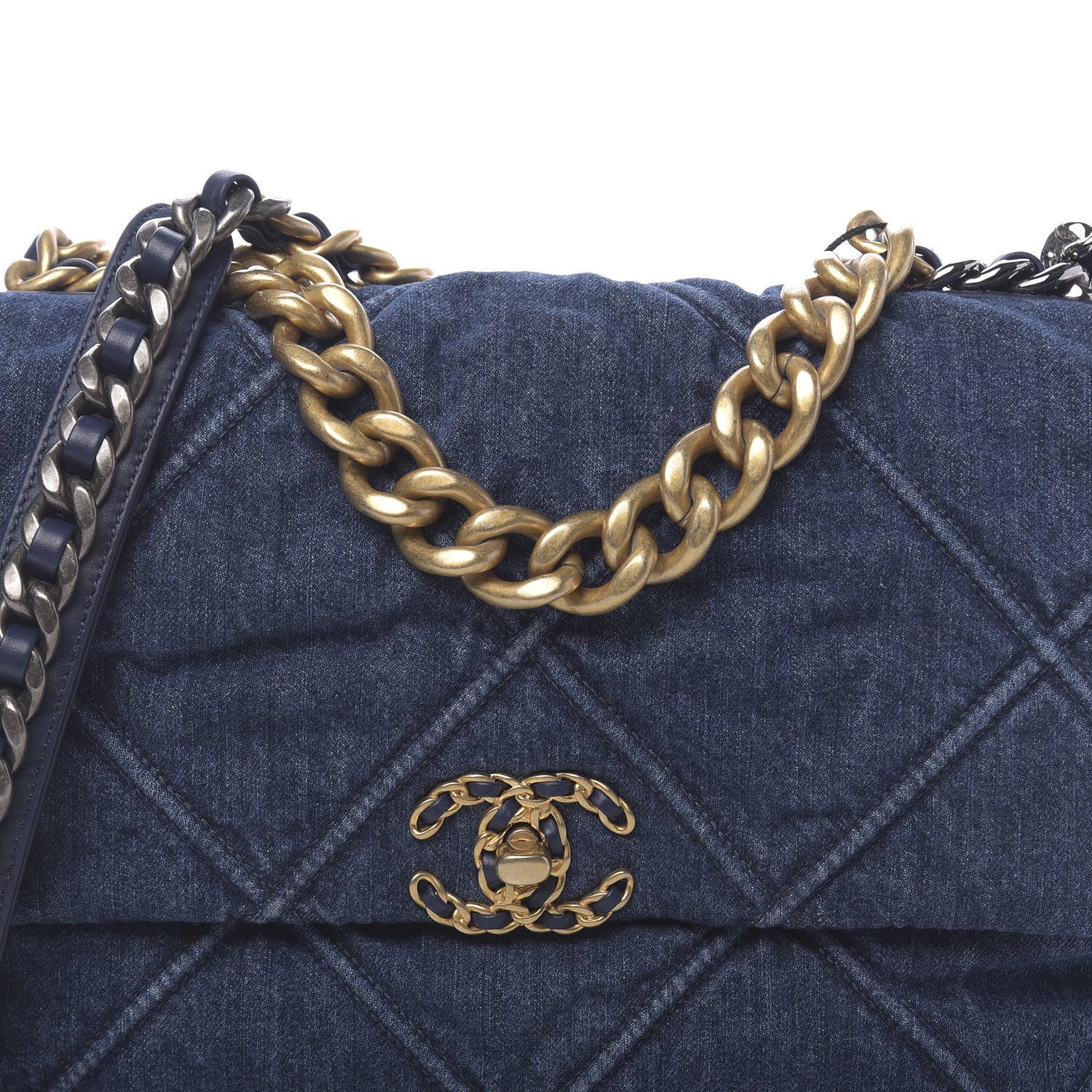 Chanel Denim Quilted Medium 19 Flap Blue 10 of 11