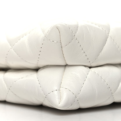 Chanel Shiny Crumpled Calfskin Quilted Clutch Bag White 9 of 10