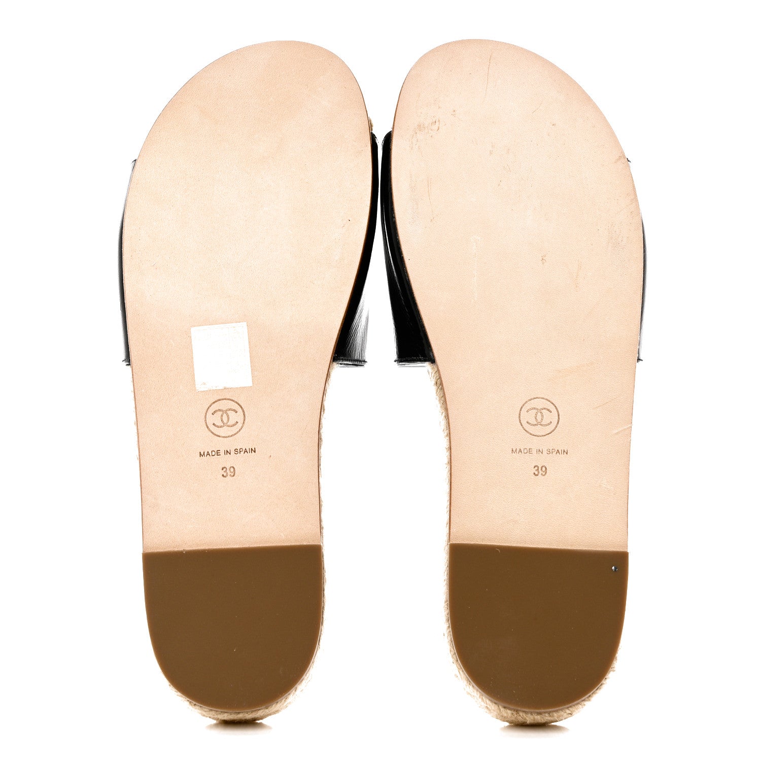 Chanel Patent Calfskin Crystal CC Espadrille Slip On Sandals 39 Black 6 of 11