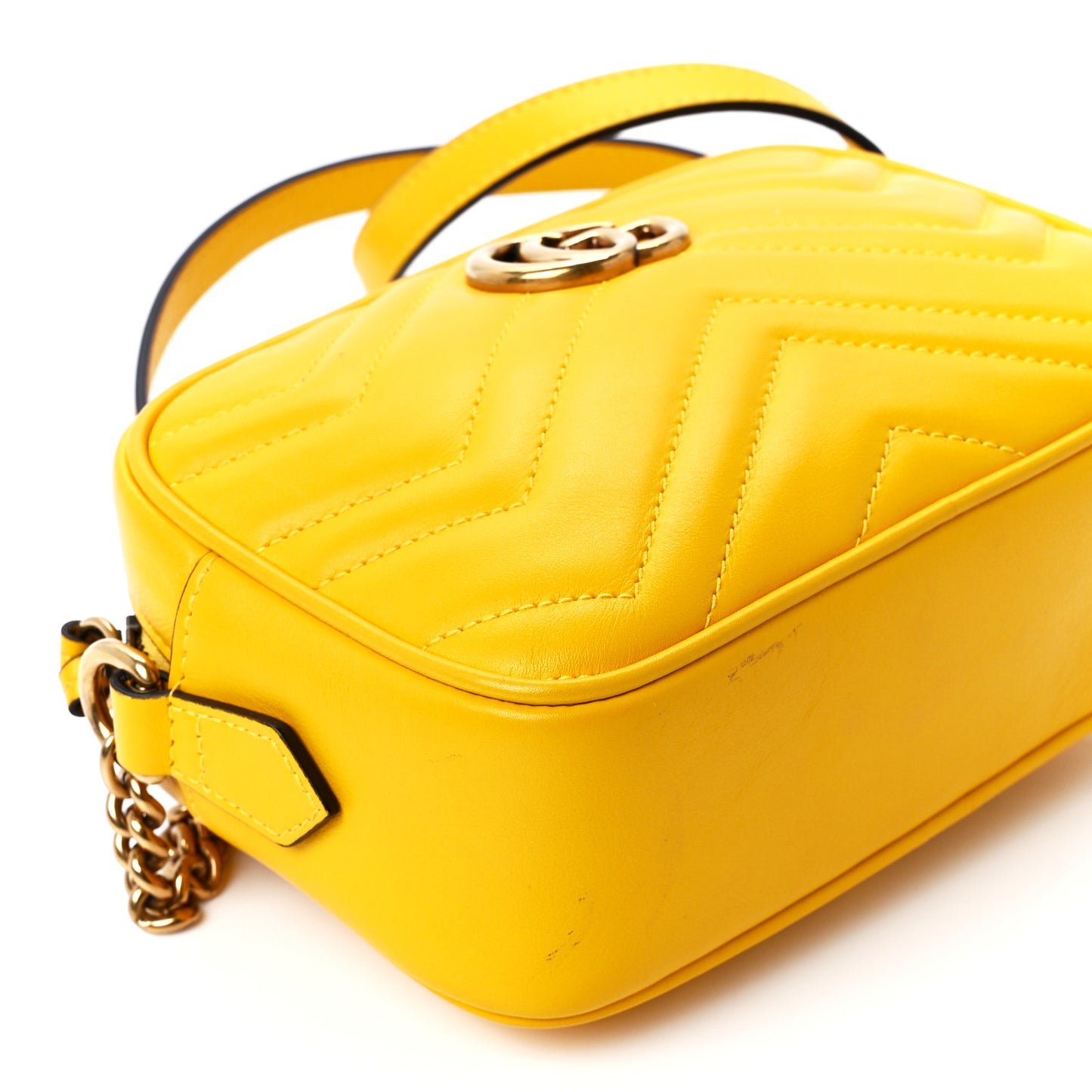 Calfskin Matelasse Mini GG Marmont Chain Shoulder Bag Stone Topaz