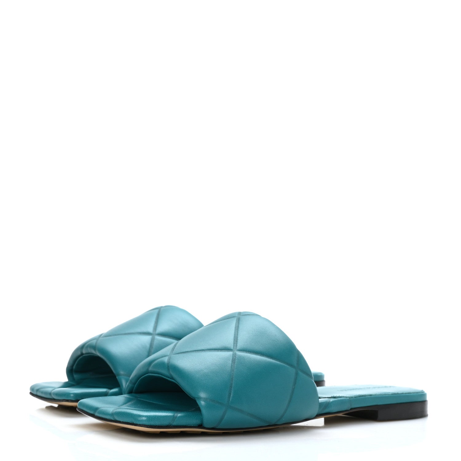 Bottega Veneta Nappa Quilted Rubber Lido Flat Sandals 39 Duck Green 3 of 7