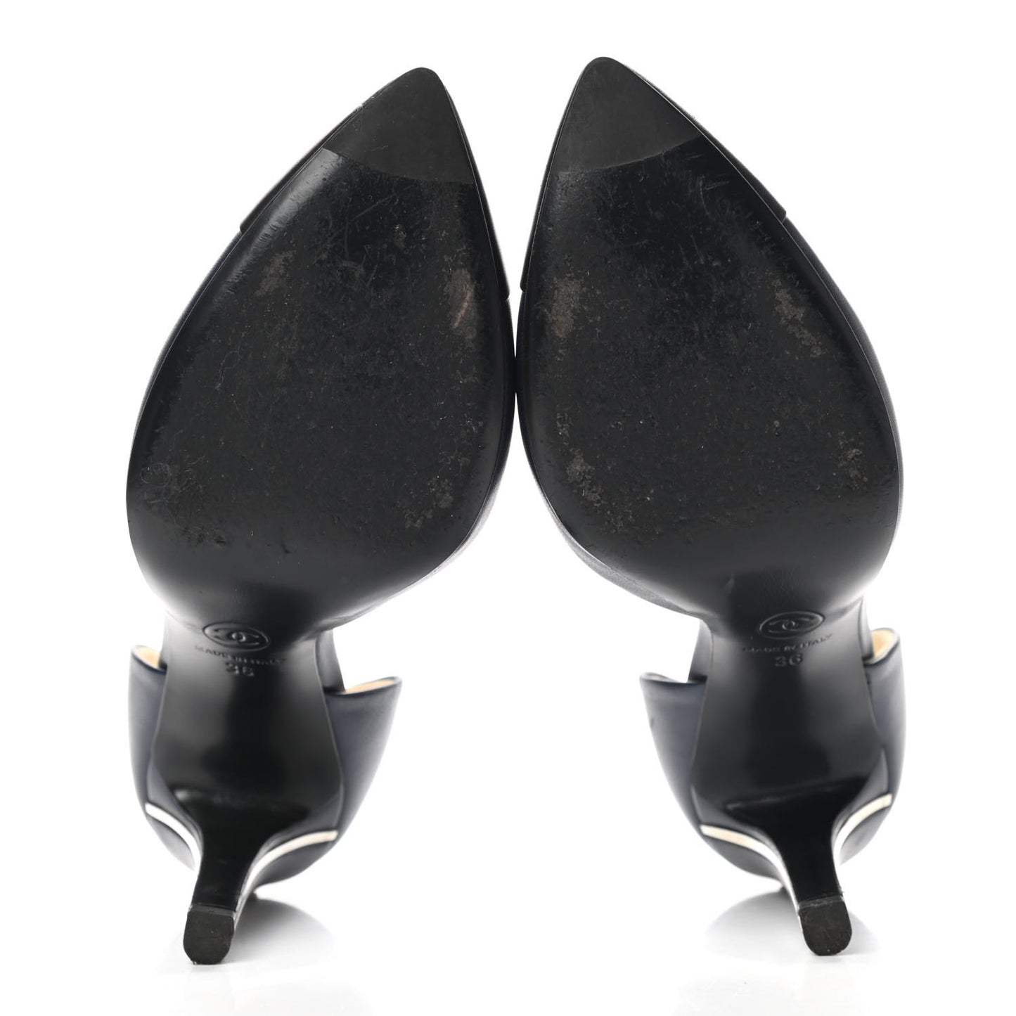 Lambskin Cap Toe d'Orsay Pumps 36 Navy Black