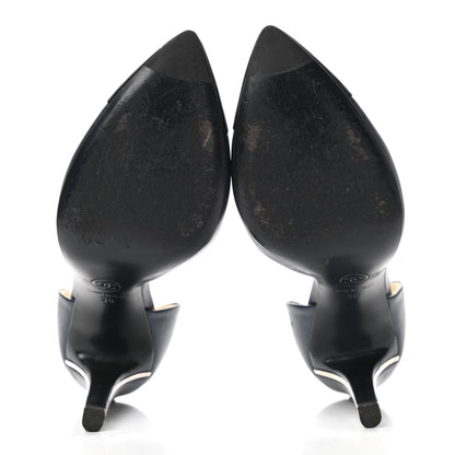 Chanel Lambskin Cap Toe d'Orsay Pumps 36 Navy Black 5 of 11