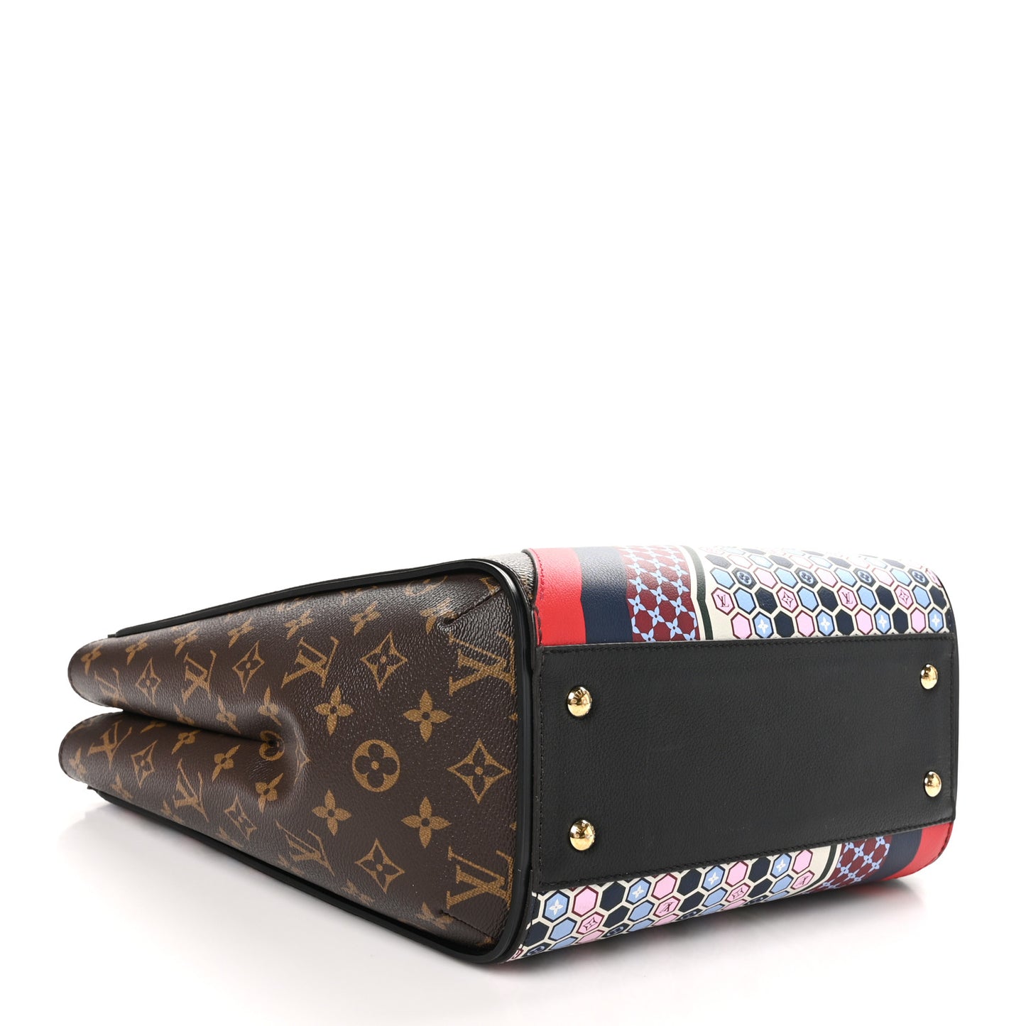 Calfskin Monogram Kimono Tote MM Rouge Navy