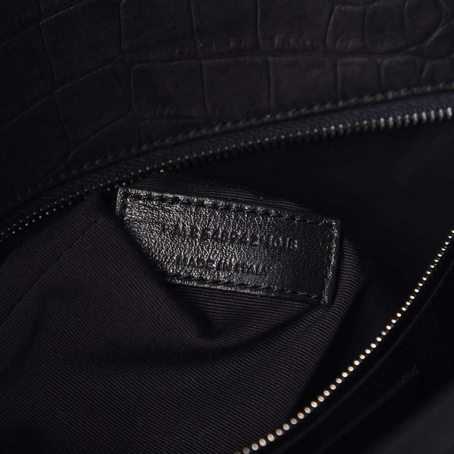 Nubuck Crocodile Embossed Monogram Medium Niki Chain Satchel Black