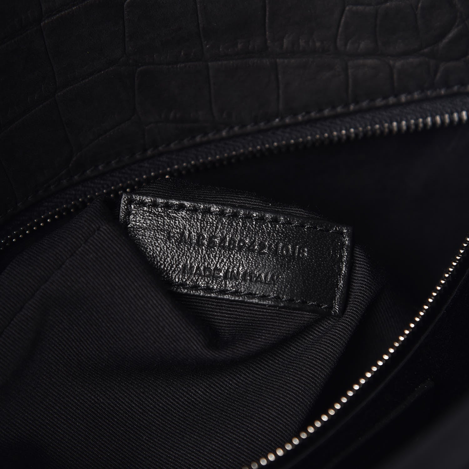 Saint Laurent Nubuck Crocodile Embossed Monogram Medium Niki Chain Satchel Black 9 of 9
