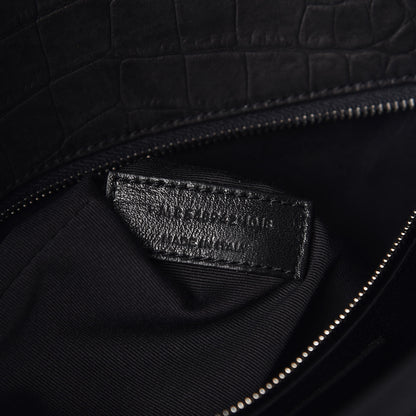Saint Laurent Nubuck Crocodile Embossed Monogram Medium Niki Chain Satchel Black 9 of 9