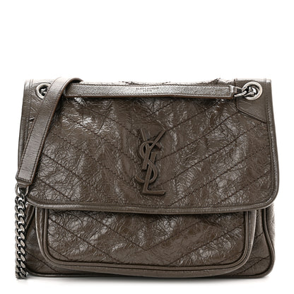 Saint Laurent Crinkled Calfskin Matelasse Monogram Medium Niki Chain Satchel Faggio 1 of 10