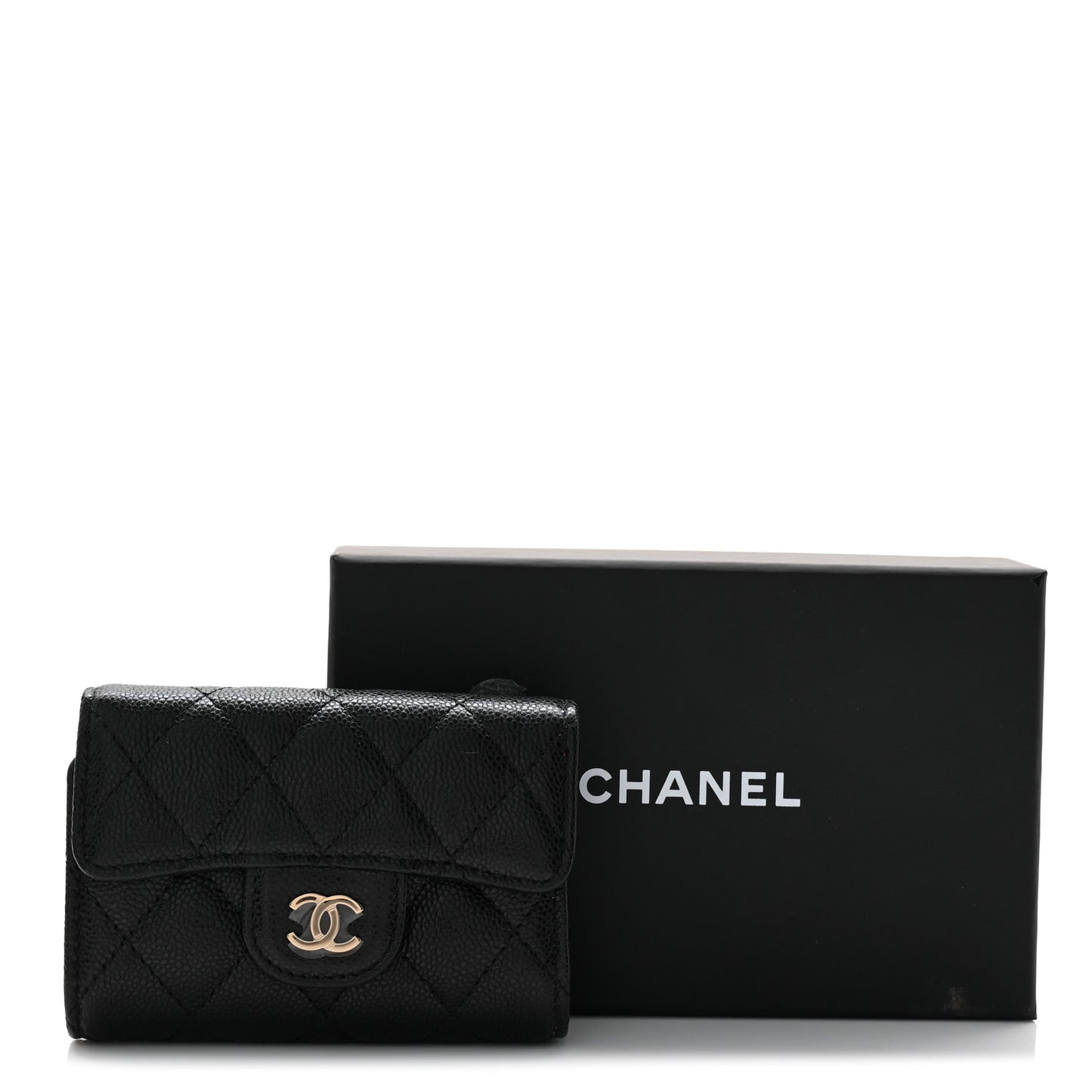 Caviar Quilted Classic 4 Key Holder Wallet Black