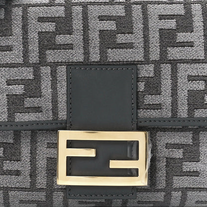 Fendi Chenille FF Embroidered Baguette Antracite Asfalto 9 of 12