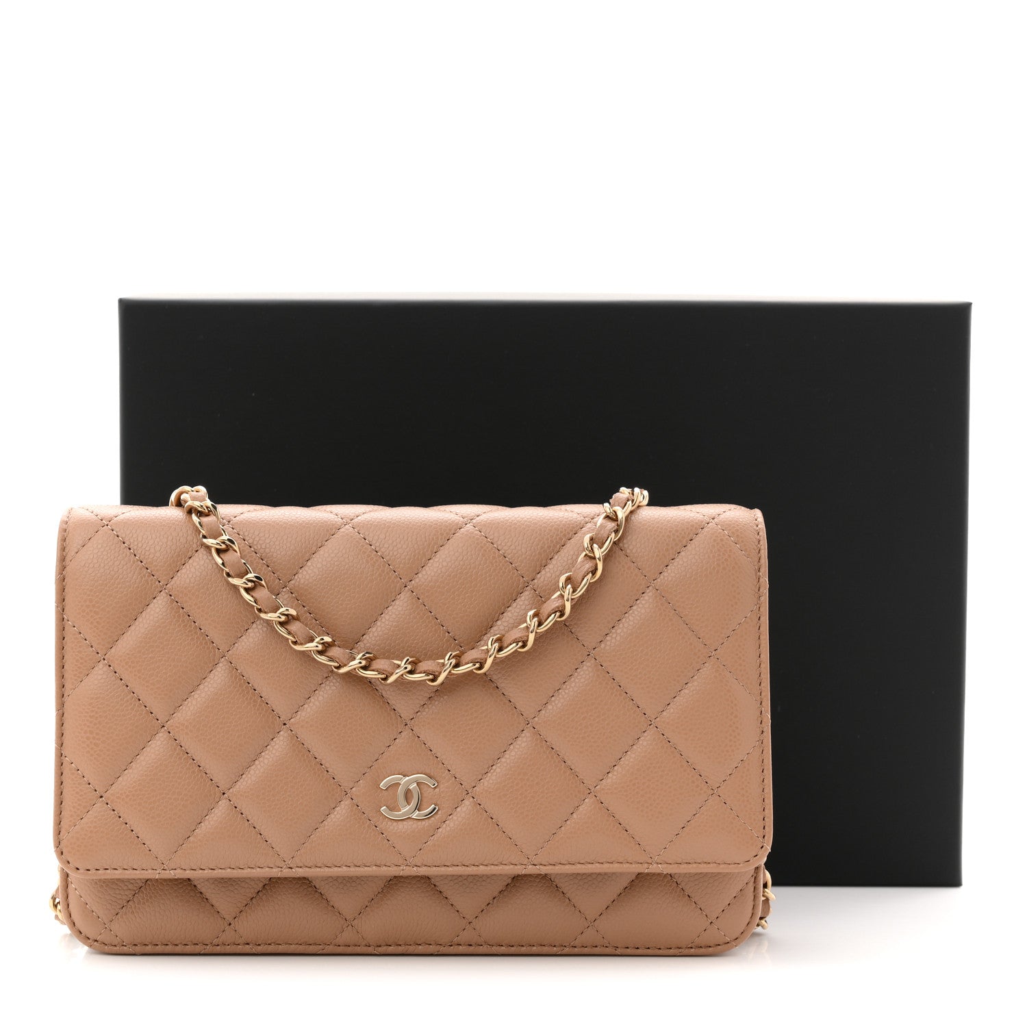 Chanel Caviar Quilted Wallet on Chain WOC Dark Beige 11 of 11