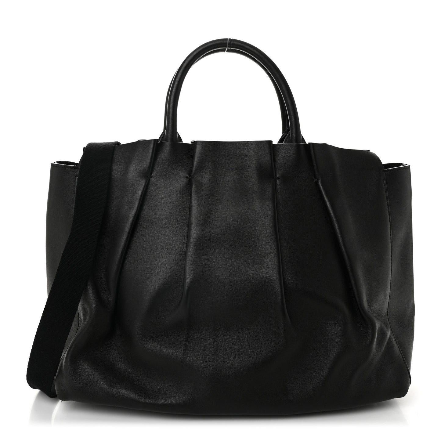 Calfskin Pleated Peggy Tote Black