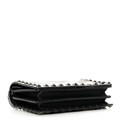Valentino Garavani Vitello Chevron Rockstud Wallet on Chain Light Ivory Black 4 of 10