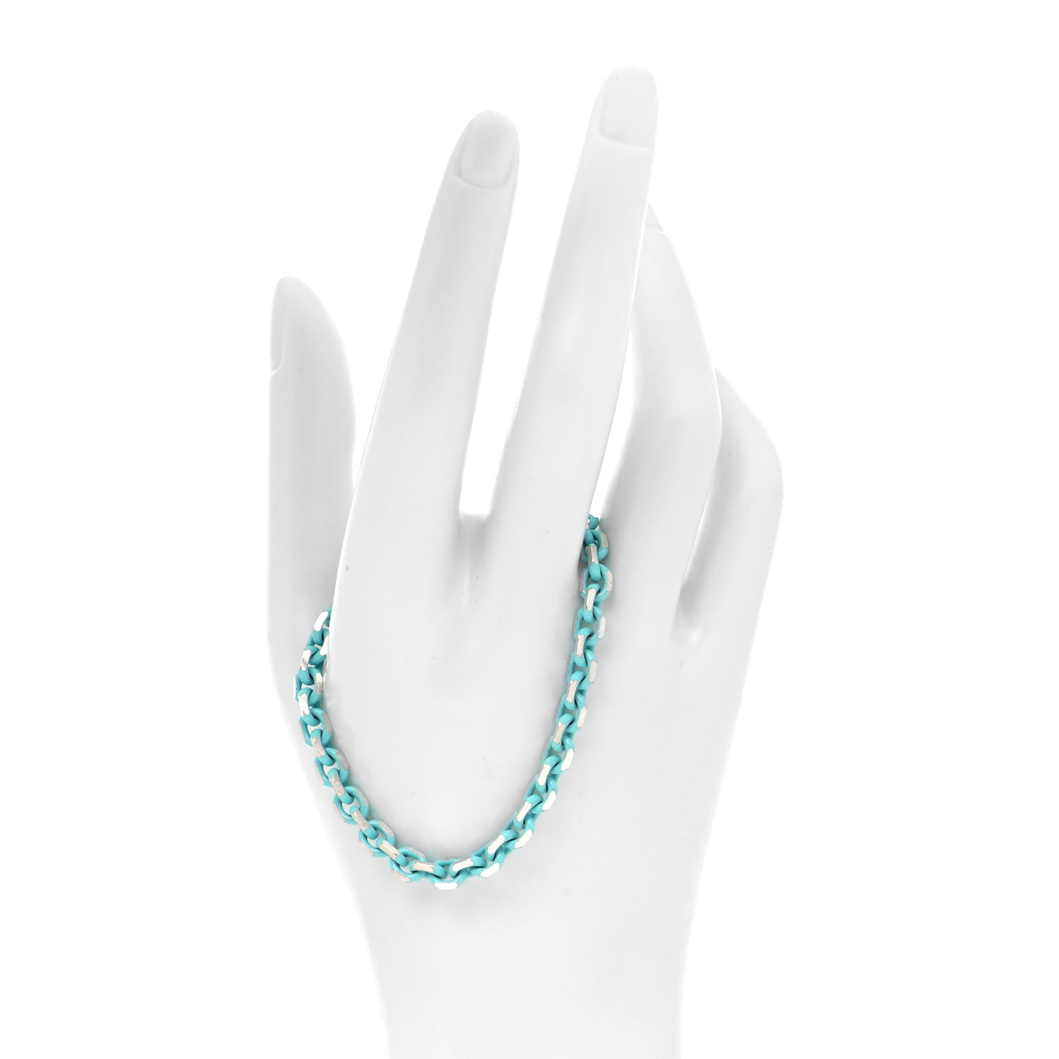 Tiffany Sterling Silver Enamel Link Bracelet Blue 2 of 6