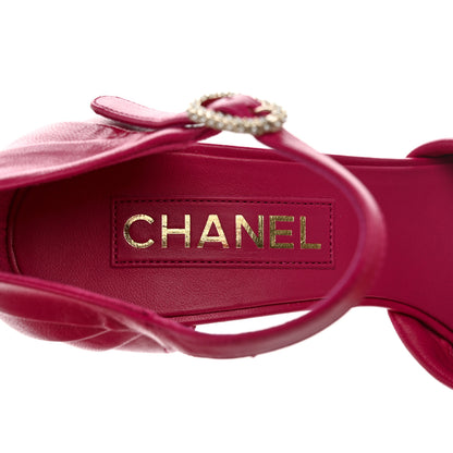 Chanel Lambskin Pearl CC Sandals 38 Pink 8 of 10