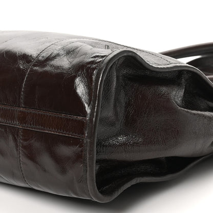 Prada Glossy Calfskin Triangle Large Bonnie Shoulder Bag Dark Brown 9 of 9