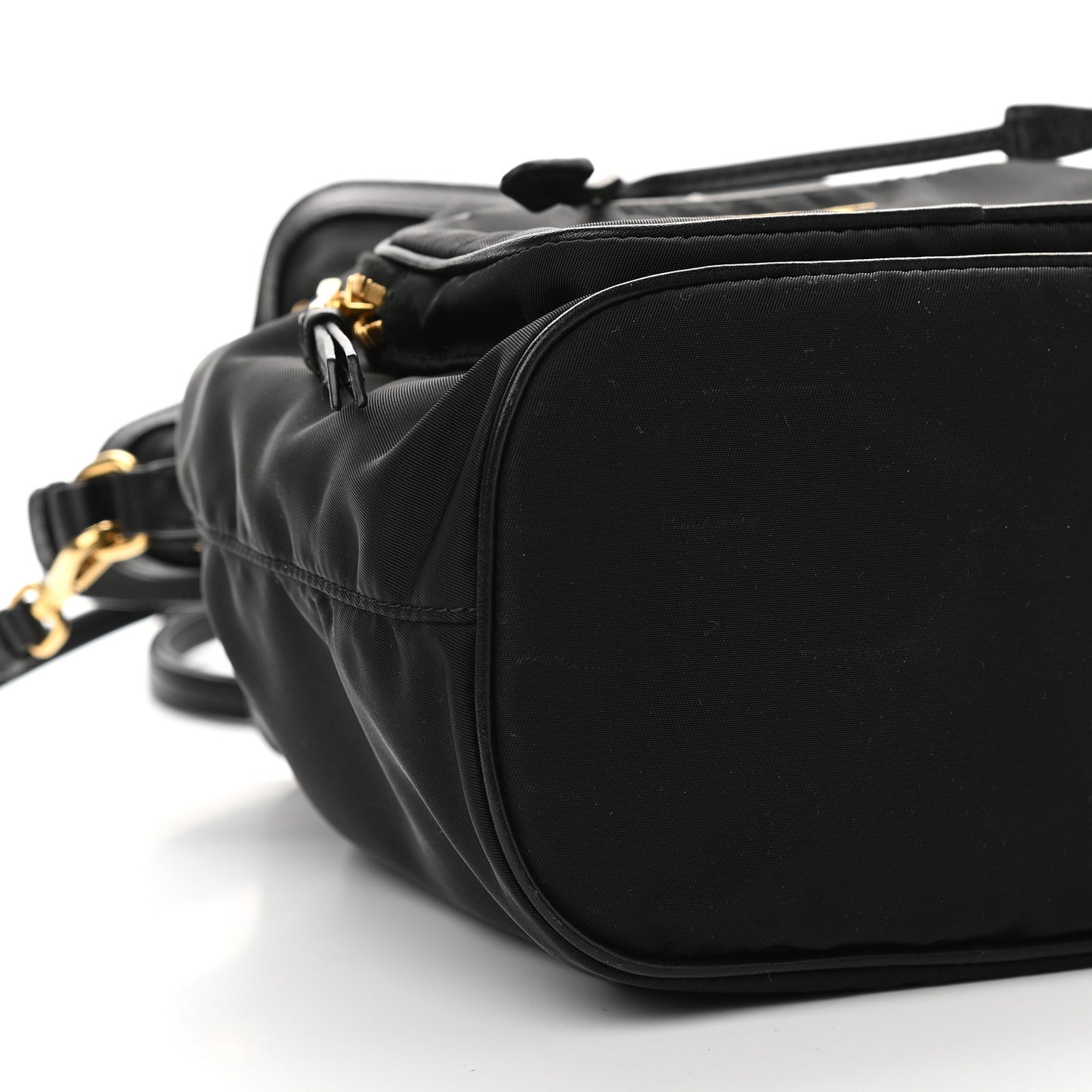 Saffiano Tessuto Nylon Mini Bucket Crossbody Bag Black