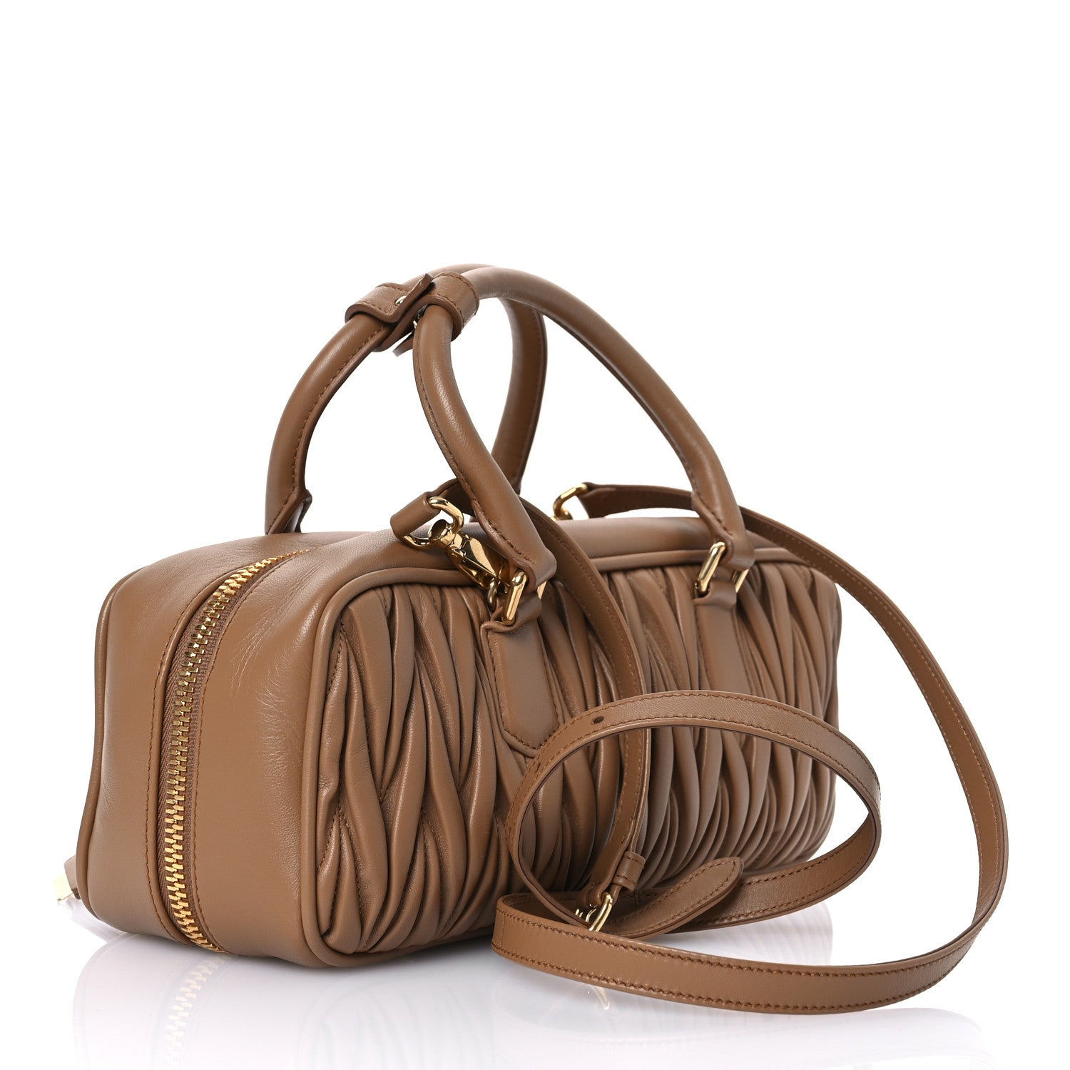 Miu Miu Nappa Matelasse Large Arcadie Top Handle Bag Caramel 3 of 13