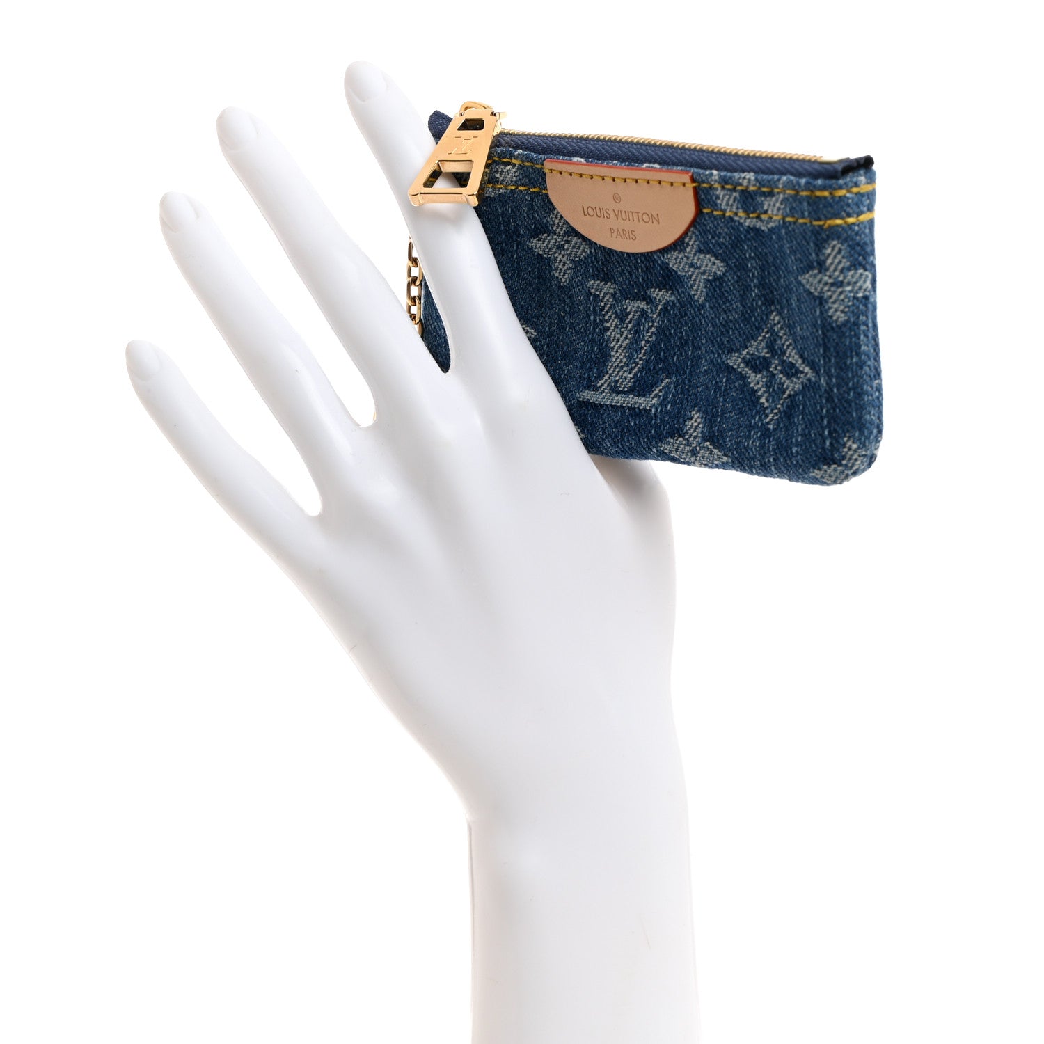 Louis Vuitton Monogram Denim Key Pouch Denim Blue 2 of 7