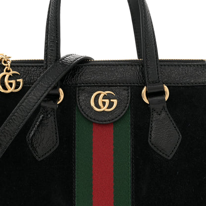 Gucci Suede Patent GG Web Small Ophidia Tote Bag Black 8 of 11