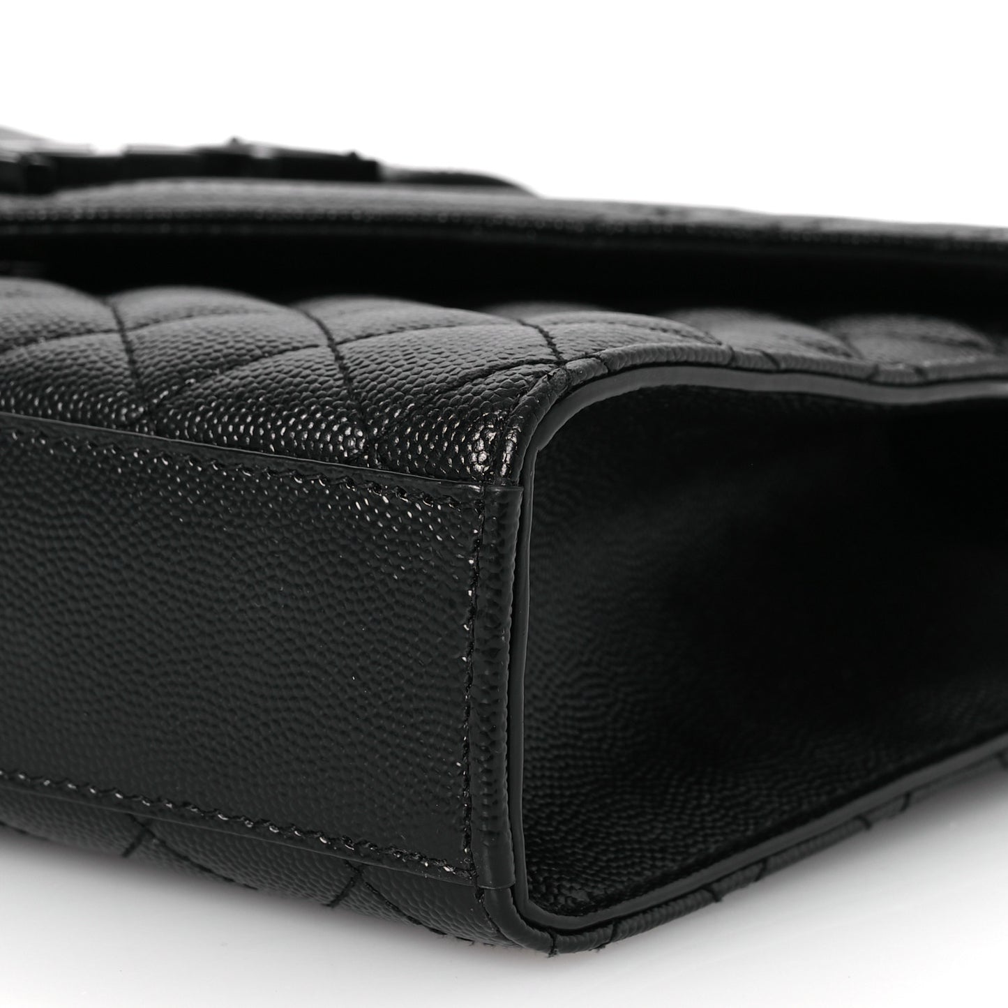 Grain De Poudre Textured Mixed Matelasse Triquilt Medium Monogram Monochrome Satchel Black
