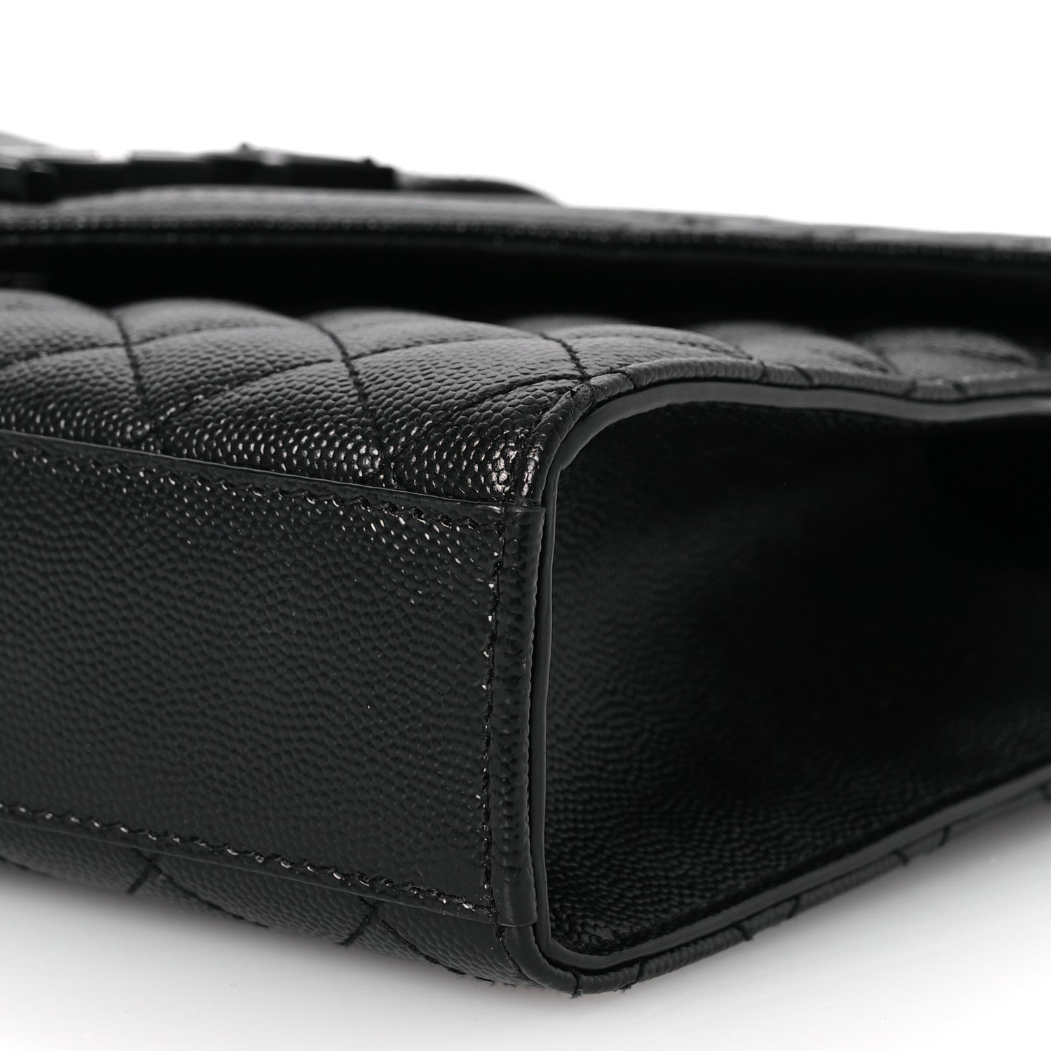 Saint Laurent Grain De Poudre Textured Mixed Matelasse Triquilt Medium Monogram Monochrome Satchel Black 10 of 10