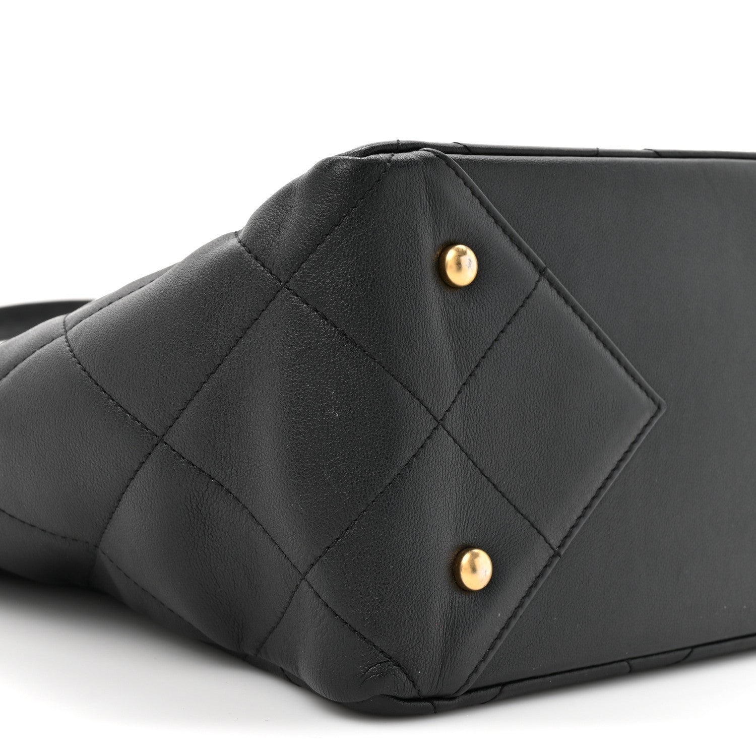 Chanel Calfskin Quilted Book Pocket Shopping Tote Black 10 of 12