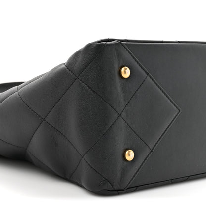 Chanel Calfskin Quilted Book Pocket Shopping Tote Black 10 of 12