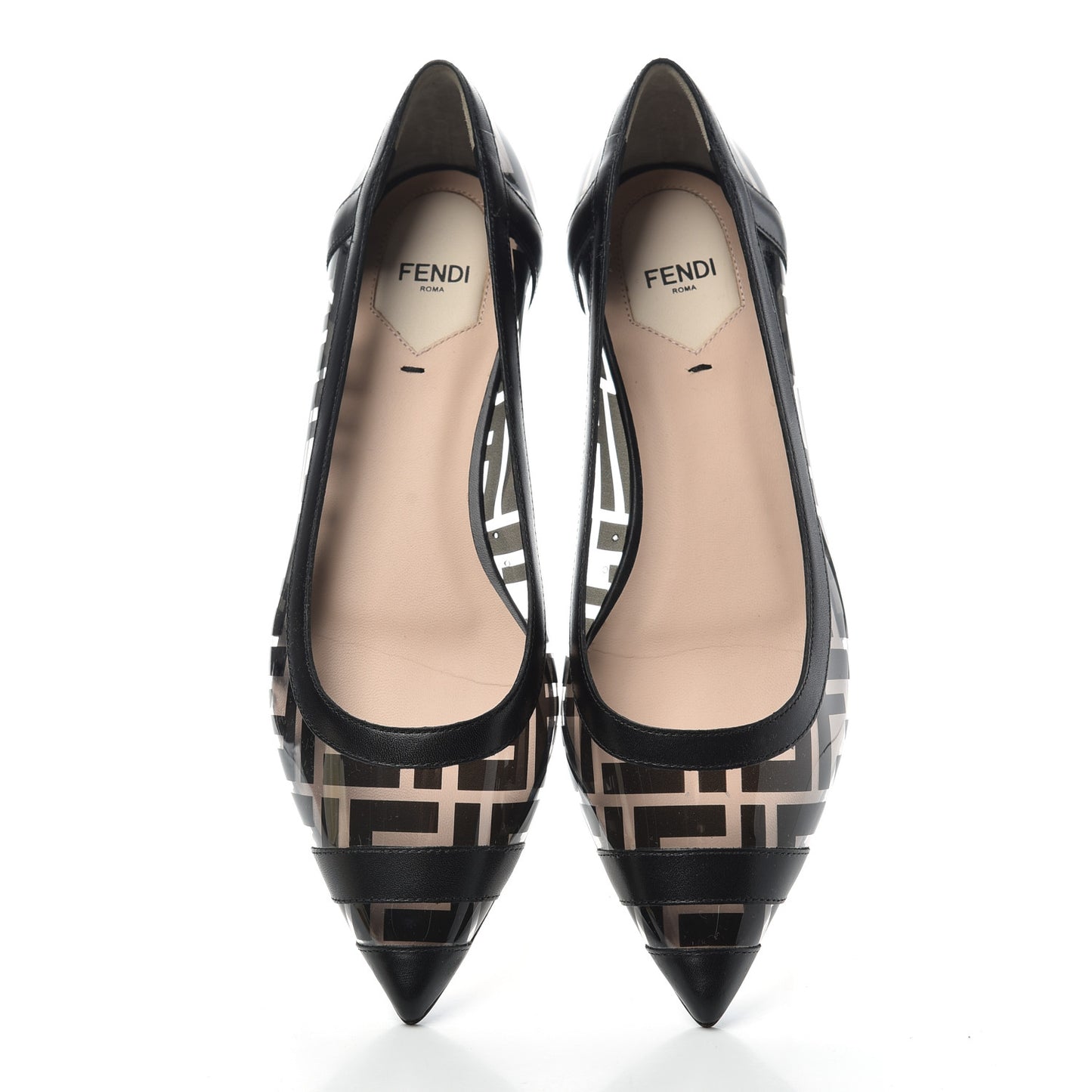PVC Calfskin FF Colibri Ballerina Flats 37.5 Black